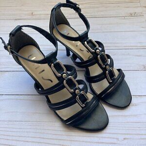 Unisa Black Strappy Dress Heel Sandals Sz 6.5
